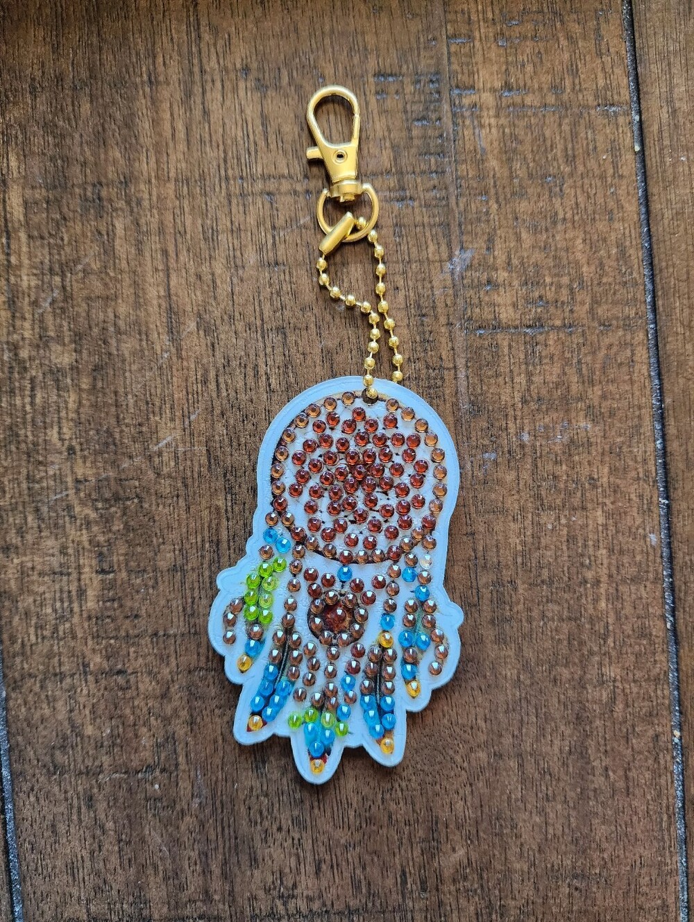 Crystal Dreamcatcher Key & Card Holder Charm in Blue and Brown